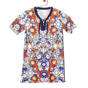 Liz Claiborne Lace Up Neck Floral Sheath Dress Red Size XL